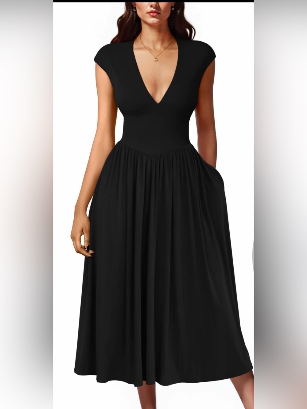 Elegant Black Women’s Dress - Classic V-Waist Design Lace up back!